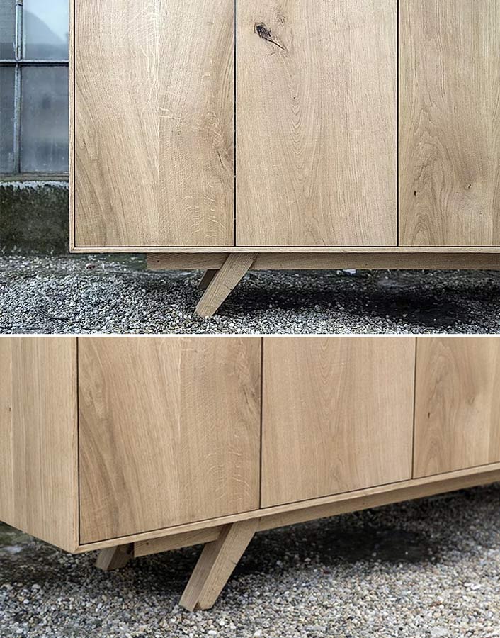 Imagini de detaliu cu piciorul înclinat și structura de rigidizare de dedesubt